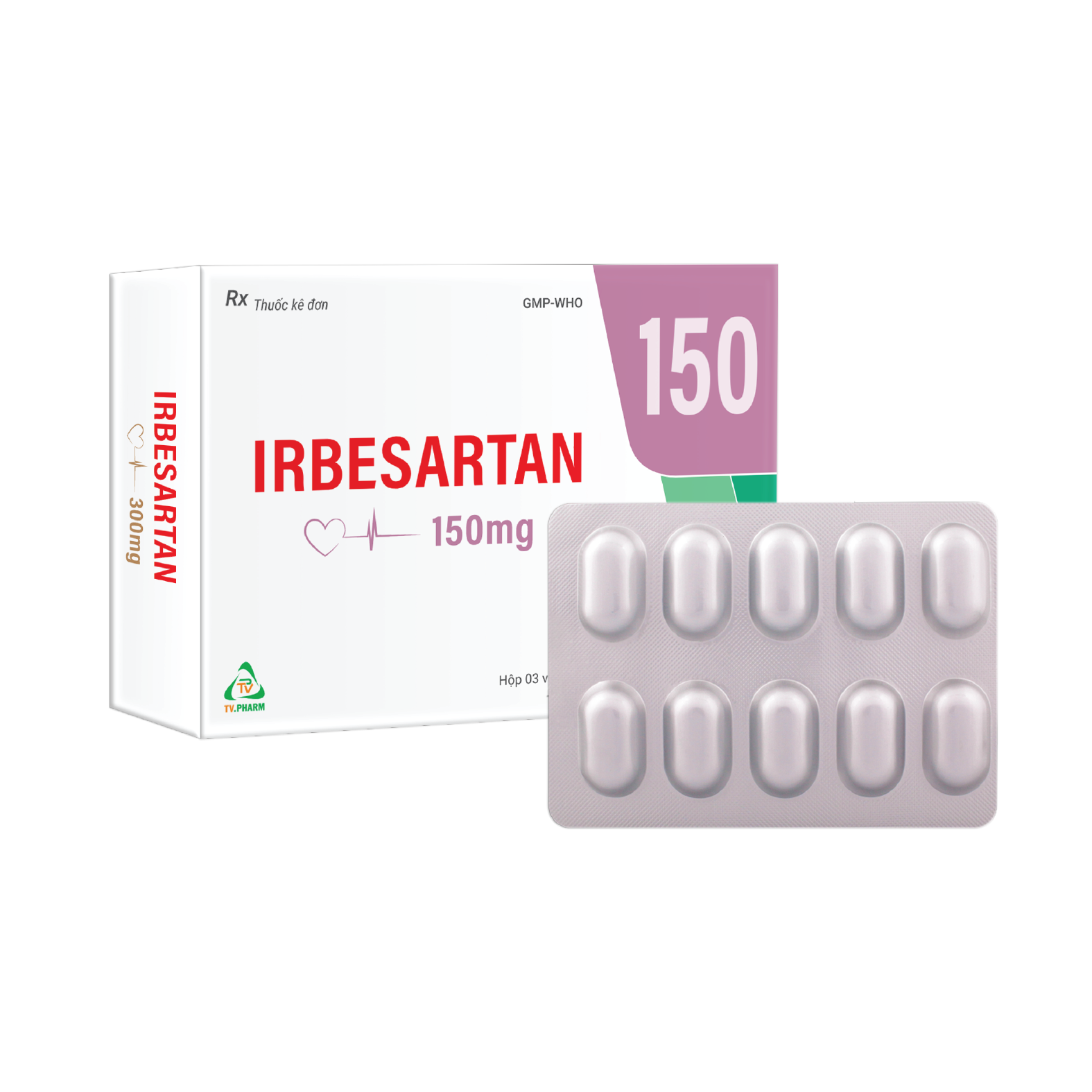 Viên nén bao phim Irbesartan 150mg V/10, H/30